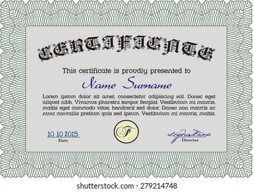 Diploma template or certificate template. With linear background. Customizable, Easy to edit and change colors.Complex design. 
