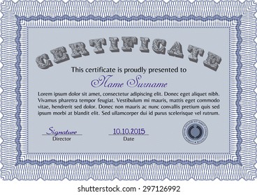 Diploma template or certificate template. Modern design. Vector pattern that is used in money and certificate.With complex background. 