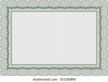 Diploma template or certificate template. Money style.Beauty design. With linear background. 