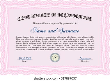 Diploma template or certificate template. Printer friendly. Good design. Vector illustration.