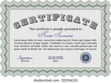 Diploma template or certificate template. With quality background. Vector certificate template.Modern design. 