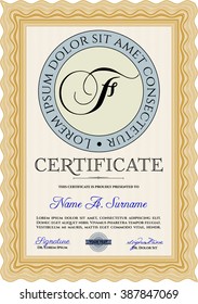 Plantilla de diploma o plantilla de certificado. Con un fondo de calidad. Diseño de belleza. Patrón vectorial que se utiliza en dinero y certificado. Color naranja.