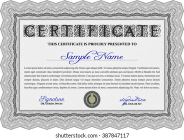 Diploma template or certificate template. With quality background. Beauty design. Vector pattern that is used in money and certificate. Grey color.