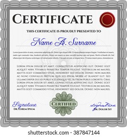Diploma template or certificate template. With quality background. Beauty design. Vector pattern that is used in money and certificate. Grey color.