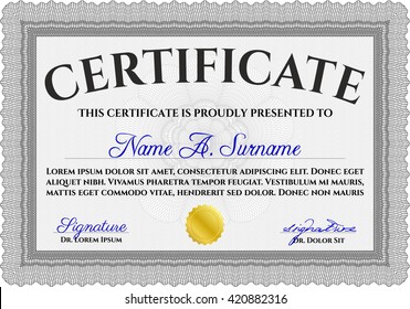 Diploma template or certificate template. With quality background. Artistry design. Vector pattern that is used in money and certificate. Grey color.