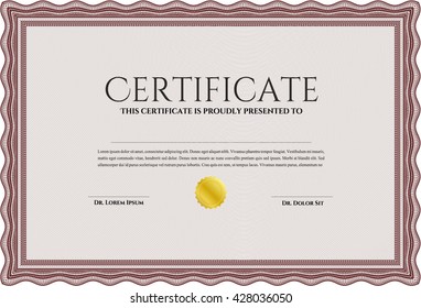 Plantilla de diploma o plantilla de certificado. Con un fondo de calidad. Patrón vectorial que se utiliza en dinero y certificado. Diseño artístico. Color rojo.