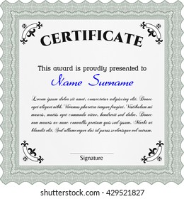 Plantilla de diploma o plantilla de certificado. Con un fondo de calidad. Patrón vectorial que se utiliza en dinero y certificado. Diseño artístico. Color verde.