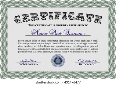 Plantilla de diploma o plantilla de certificado. Con un fondo de calidad. Patrón vectorial que se utiliza en dinero y certificado. Diseño de belleza. Color verde.