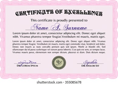 Diploma template or certificate template. Retro design. With complex background. Customizable, Easy to edit and change colors.