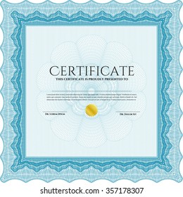 Diploma template or certificate template. Vector illustration.Modern design. Printer friendly. 