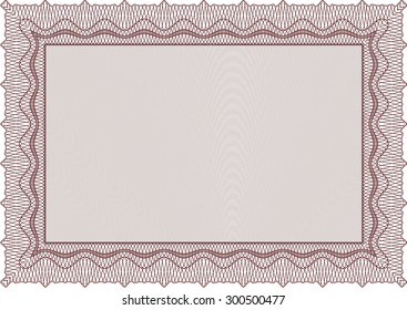 Diploma template or certificate template. Vector pattern that is used in currency and diplomas.With linear background. Cordial design. 