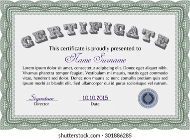 Plantilla de diploma o plantilla de certificado. Patrón vectorial que se utiliza en moneda y diplomas.Fondo complejo. Diseño superior. 