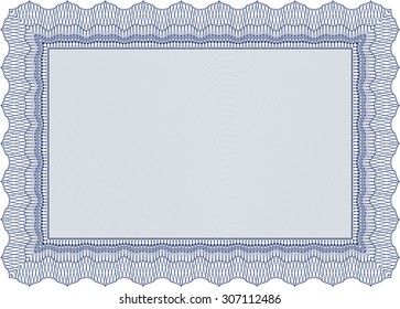 Diploma template or certificate template. Vector pattern that is used in currency and diplomas.With linear background. Cordial design. 