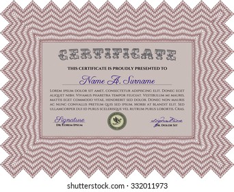 Diploma template or certificate template. Vector pattern that is used in money and certificate.With quality background. Cordial design. 