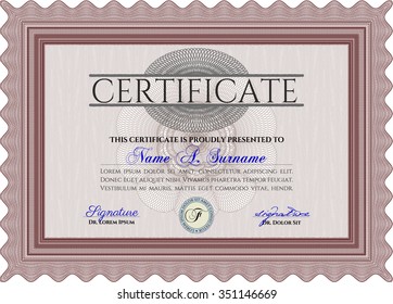Diploma template or certificate template. Vector pattern that is used in currency and diplomas.Printer friendly. Lovely design. 