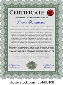 Diploma template or certificate template. Vector pattern that is used in currency and diplomas.Superior design. With guilloche pattern. 