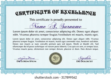 Diploma template. Complex background. Diploma of completion.Modern design. 