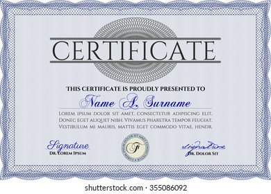 Diploma template. With complex background. Frame certificate template Vector.Complex design. 