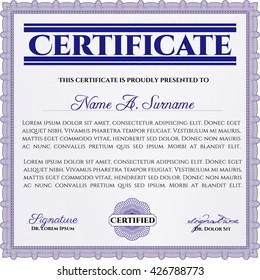 Diploma template. With complex background. Vector illustration. Excellent design.  color.