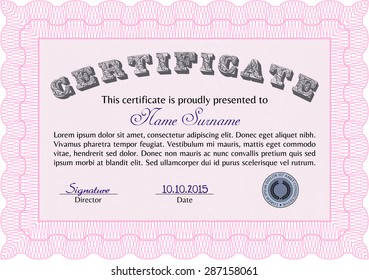 Diploma template. Detailed.Complex design. Printer friendly. 