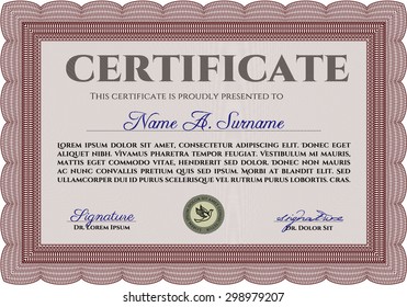 Diploma template. Detailed.Complex design. Printer friendly. 