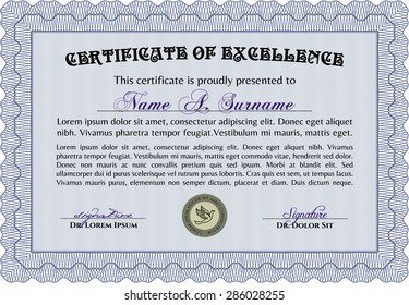 Diploma template. Detailed.Modern design. With background. 