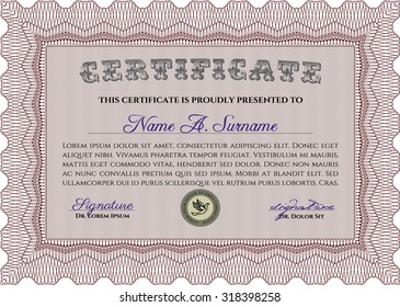Diploma template. Detailed.Modern design. With background. 