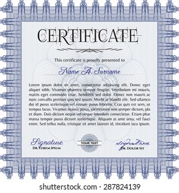 Diploma template. Easy to print. Complex design. Vector illustration.