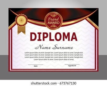 Diploma template. Elegant background. Winning the competition. Reward. Vector illustration.