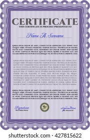 Diploma template. Excellent design. With background. Border, frame.  color.