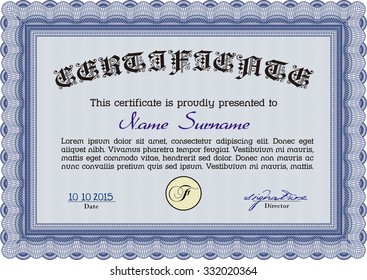 Diploma template. Excellent design. Money style.Printer friendly. 