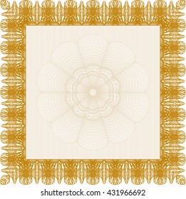 Diplomvorlage. Hervorragendes Design. Vektorgrafik. Mit komplexem Hintergrund. Orangefarbene Farbe.