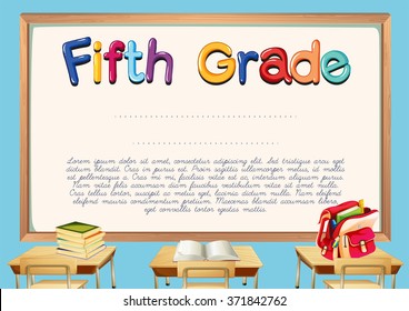 Diploma template for fifth grade students illustration