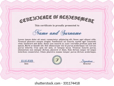 Diploma template. Frame certificate template Vector.With linear background. Nice design. 