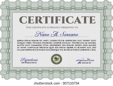 Diploma template. With great quality guilloche pattern. Cordial design. Customizable, Easy to edit and change colors.