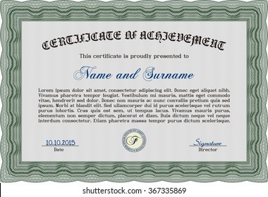 Diploma template. With guilloche pattern and background. Complex design. Customizable, Easy to edit and change colors.