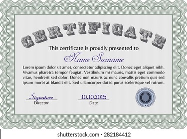 Diploma template. With guilloche pattern. Customizable, Easy to edit and change colors.Good design. 