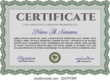 Diploma template. With guilloche pattern. Customizable, Easy to edit and change colors.Good design. 