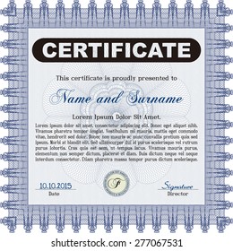 Diploma template. With guilloche pattern. Elegant design. Customizable, Easy to edit and change colors.