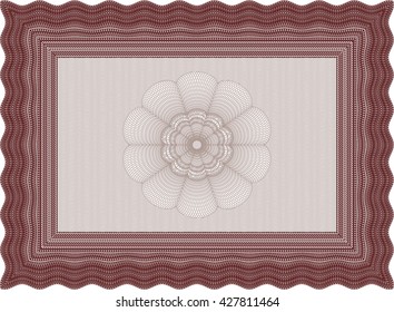 Diploma template. Lovely design. Vector illustration. With complex background. Red color.
