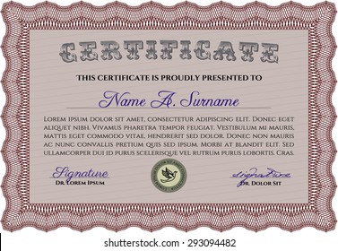 Plantilla de diploma. Buen diseño. Patrón vectorial que se utiliza en moneda y diplomas.Con un fondo lineal complejo. 