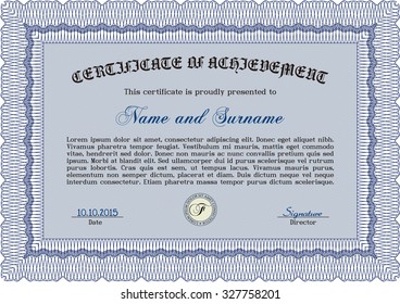 Diploma template. Printer friendly. Artistry design. Vector pattern that is used in money and certificate.