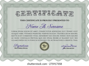 Diploma template. Printer friendly. Superior design. Diploma of completion.