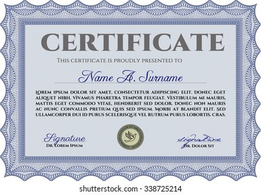 Diploma template. With quality background. Good design. Vector pattern that is used in currency and diplomas.
