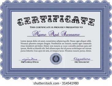 Diploma template. With quality background. Vector pattern that is used in money and certificate.Retro design. 