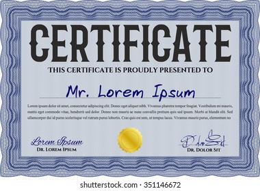 Diploma template. Sophisticated design. Vector illustration.Complex background. 