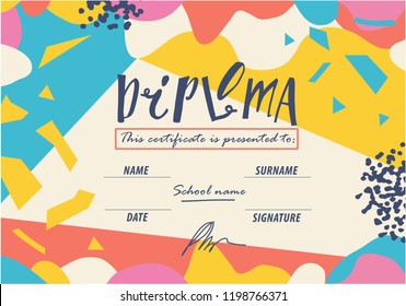 Diploma template. Vector background illustration.