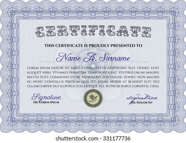 Plantilla de diploma. Plantilla de certificado vectorial.Diseño encantador. Con un fondo complejo. 