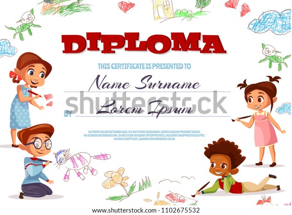 Vector De Stock Libre De Regalias Sobre Plantilla De Diploma Ilustracion Vectorial Del