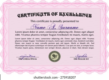 Diploma template. Vector pattern that is used in money and certificate.Superior design. With guilloche pattern. 